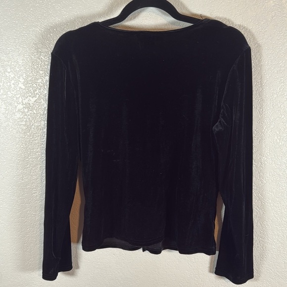 Vintage Express Tricot Black 90s Velvet Cardigan Size Medium - Picture 6 of 8